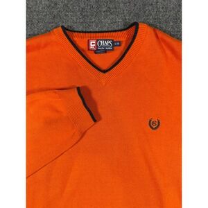 VTG Chaps Ralph Lauren Sweater Mens L V Neck Casual Preppy Old Money Fisherman